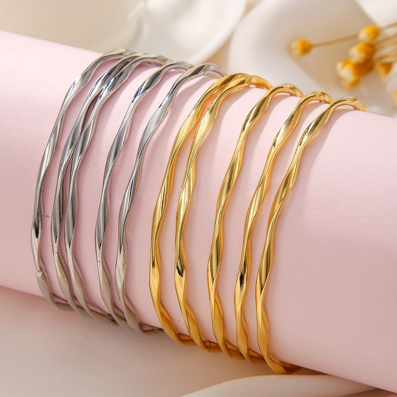 RINTOLER Store 16Pcs Gold Bangle Bracelets for Women - Multi Layer Stackable Textured Bracelets Boho Jewelrys Set. - Image 5